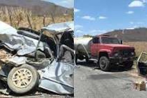 CEARÁ - Colisão entre carro e caminhão-pipa deixa três mortos em Parambu, no Interior do Ceará