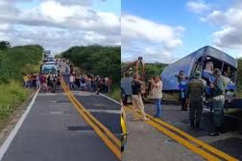 CEARÁ - Ônibus com time de basquete capota na CE-187, em Tauá; há mortos e feridos